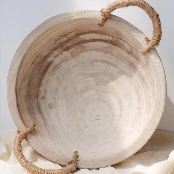 Rustic Cream Wooden Serving Bowl - Picture 2 of 9